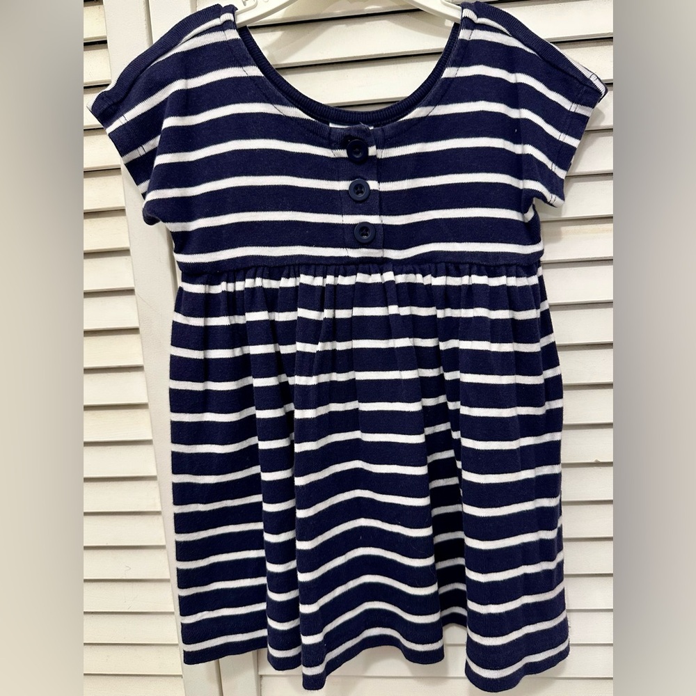 Hanna Andersson Navy and White Striped Dress Size 18-24 Months